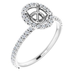 14K White 7x5 mm Oval 1/3 CTW Diamond Semi-set Halo-Style Engagement Ring